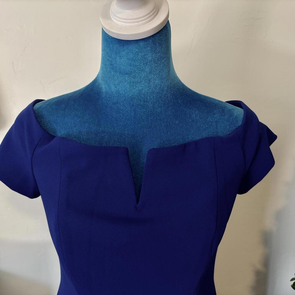Calvin Klein Cobalt Blue Ponte Off Shoulder Gown Maxi Dress - Picture 3 of 9